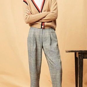 NWT High-rise tapered pant in plaid Italian wool
